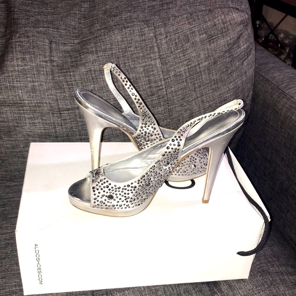 Aldo Silver Jeweled High Heels